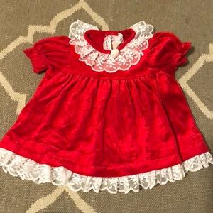 Vintage velour red New York kids dress 12 months